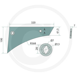 GRANIT Mouldboard front part 14"