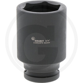 GRANIT BLACK EDITION 3/4” hexagonal impact socket long, 41 mm