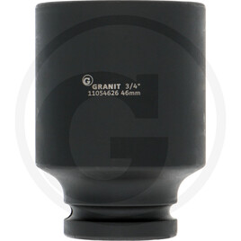 GRANIT BLACK EDITION 3/4” hexagonal impact socket long, 46 mm