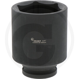 GRANIT BLACK EDITION 3/4” hexagonal impact socket long, 60 mm