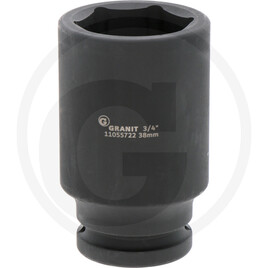 GRANIT BLACK EDITION 3/4” hexagonal impact socket long, 38 mm