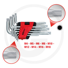 KS Tools XZN-Winkelstiftschlüssel-Satz, kurz, 9-tlg.