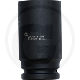 GRANIT BLACK EDITION 3/4" hexagonal impact socket, long 33mm