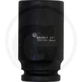 GRANIT BLACK EDITION 3/4" hexagonal impact socket, long 34mm