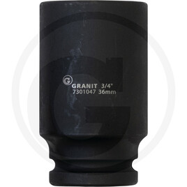 GRANIT BLACK EDITION 3/4" hexagonal impact socket, long 36mm