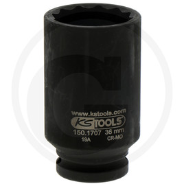 KS Tools 1/2” special drive shaft impact socket, long, 36 mm