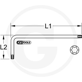 KS Tools Kugelkopf-TX-Stern-Winkelstiftschlüssel, XL, T80,