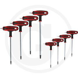 KS Tools ERGOTORQUEplus® T-handle TX key set with hole, 8 pcs., TB9-TB40