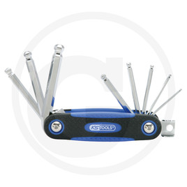 KS Tools CHROMEplus® ball head hex key folding holder, 8 pcs., 2,5-10mm