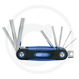 KS Tools CHROMEplus® hex key folding holder, 8 pcs., 2,5-10mm