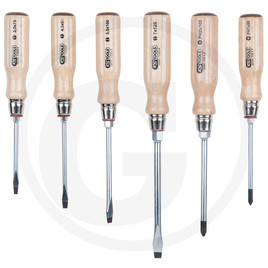 KS Tools ERGO WOOD screwdriver set, 6pcs, PH+slot