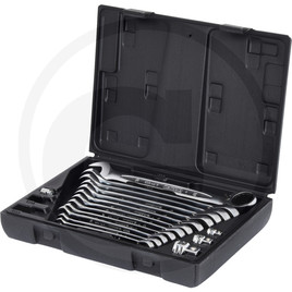 KS Tools GEARplus® combination ratchet spanner set, reversible, 16 pcs., 8-19 mm, with adaptors