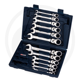 KS Tools GEARplus® jointed combination ratchet spanner set, lockable, 12 pcs., 8-19 mm