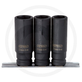 KS Tools 1/2" hexagon impact socket set, long, 3 pcs., 17-21mm