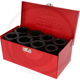 KS Tools 1" hexagonal impact socket set, long, 8 pcs., 24-38 mm
