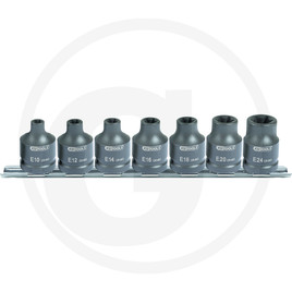 KS Tools 1/2" Impact socket set ETX short,9pcs, E10-E24