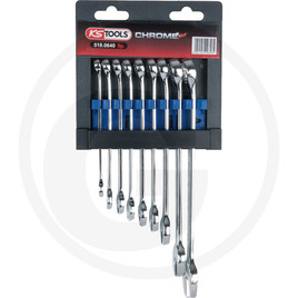 KS Tools CHROMEplus® combination spanner set, angled, 9 pcs., 8-19 mm