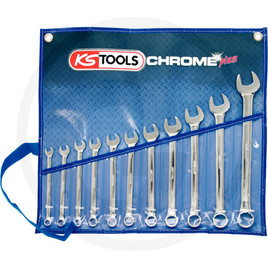 KS Tools CHROMEplus® combination spanner set, angled, 11 pcs., 8-22 mm
