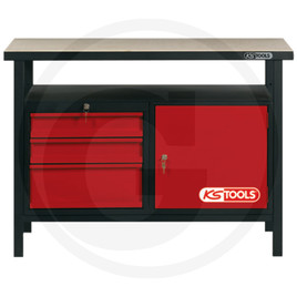 KS Tools Workbench with 3 drawers and 1 door, H850xW1200xD600mm
