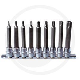 KS Tools 3/8" bit socket set for TX bolts with end hole, long, 9 pcs., TB20-TB60
