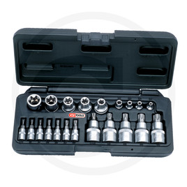 KS Tools TX socket set, 21pcs, 1/4"+1/2"