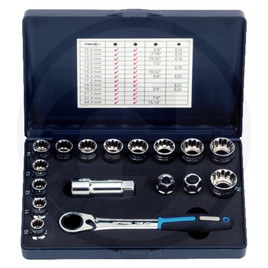 KS Tools 3/8"+1/2" TRIPLEplus® through-hole socket wrench set, 17 pcs.