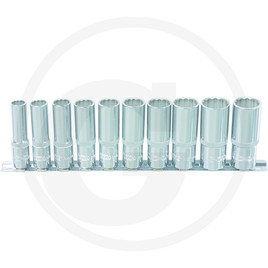 KS Tools 1/2" CHROME+ Bi hex socket set deep, 10pcs, 10-19mm
